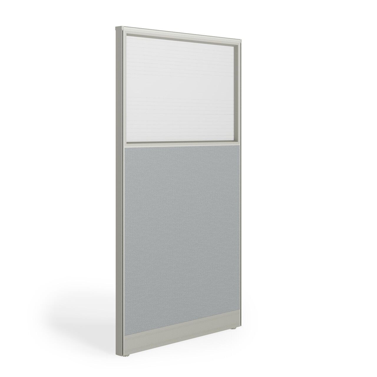 Full-height panel with a translucent view-through top section on a white background